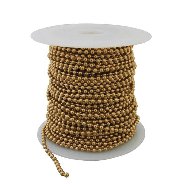 Hy-Ko KBC198BR Beaded Key Chain, 100 ft L, Spool, Brass
