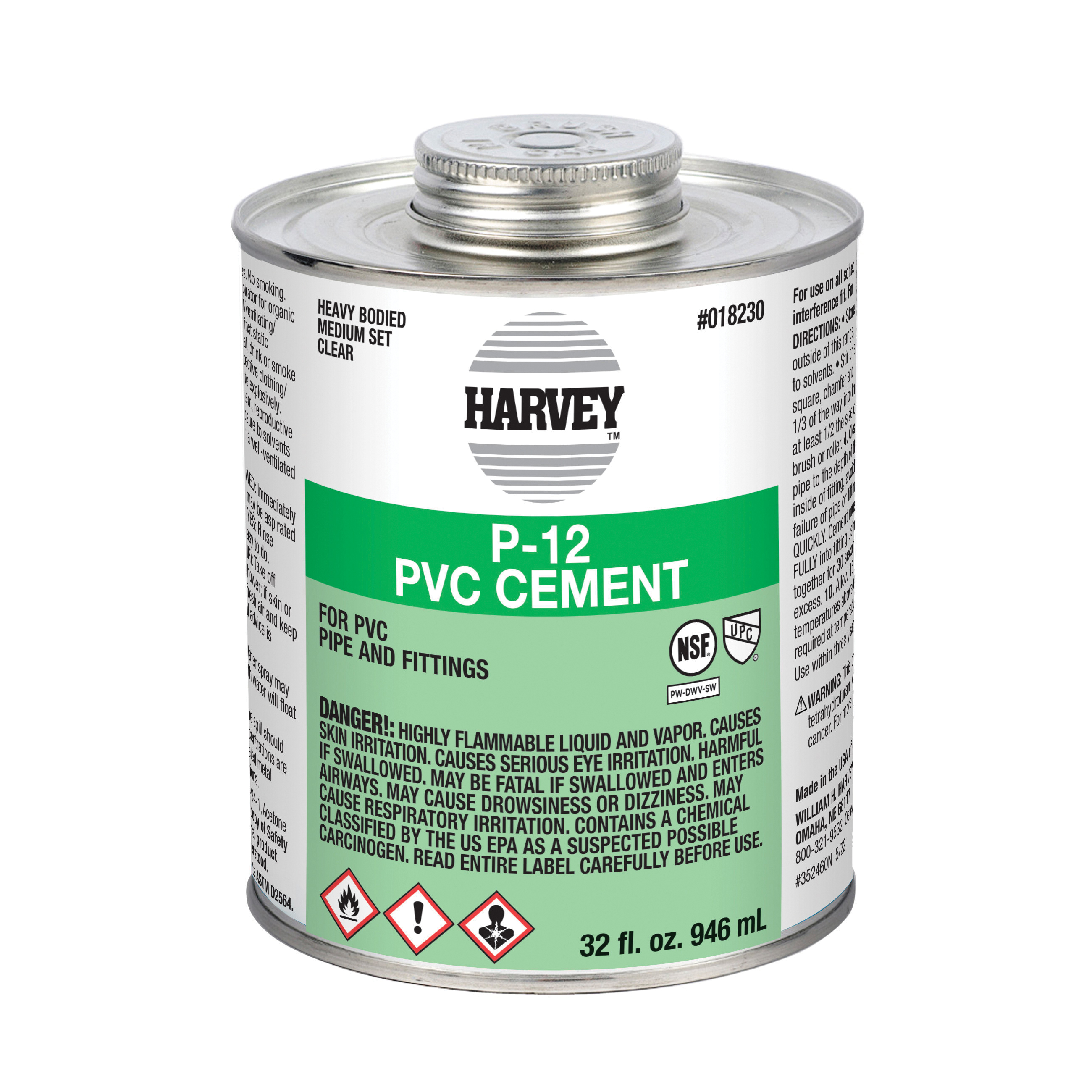 P-12 Series 18230-12 Heavy-Bodied Medium Set Cement, 32 oz Can, Liquid, Clear