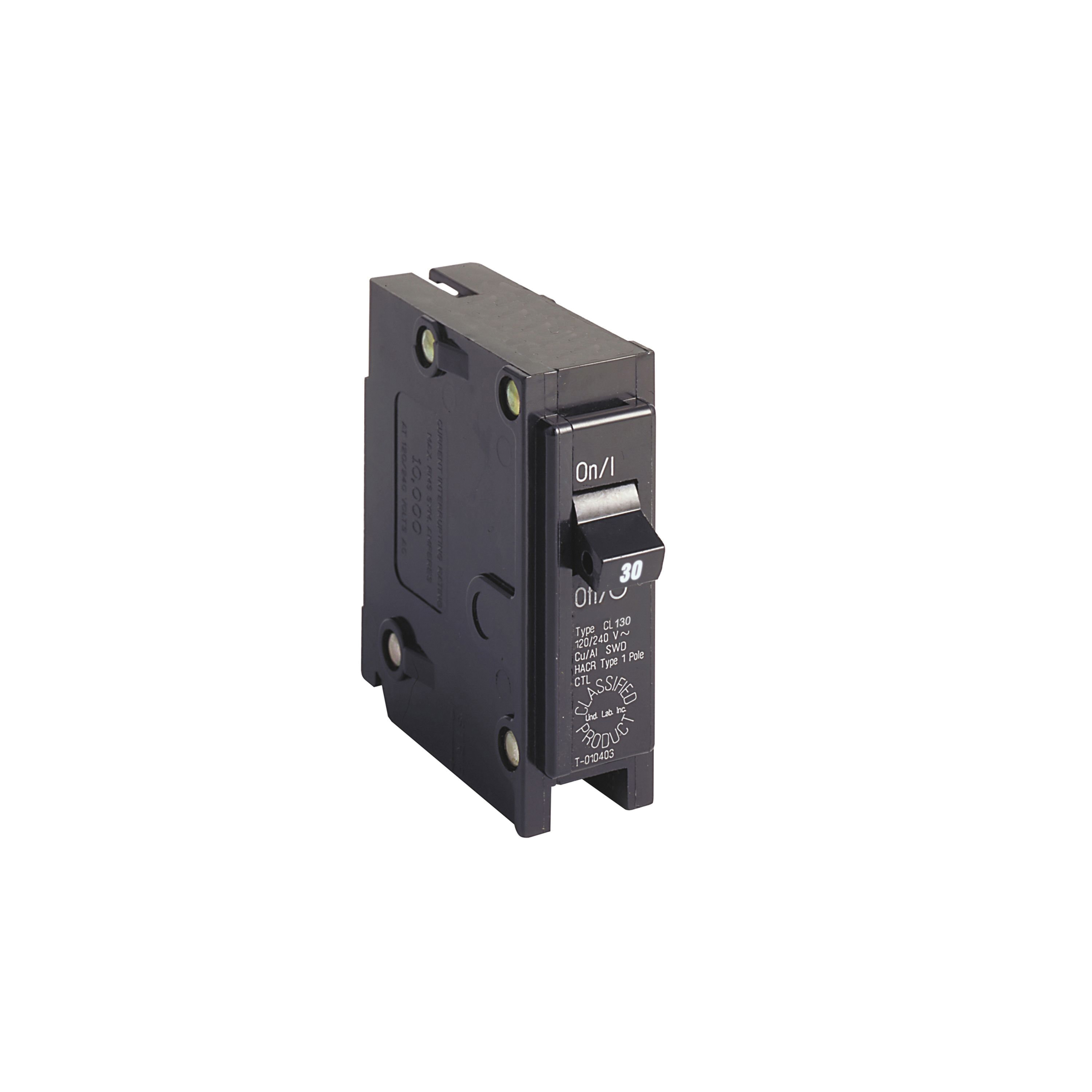 CL130 Circuit Breaker, Type CL, 30 A, 1-Pole, 120/240 V, Plug Mounting