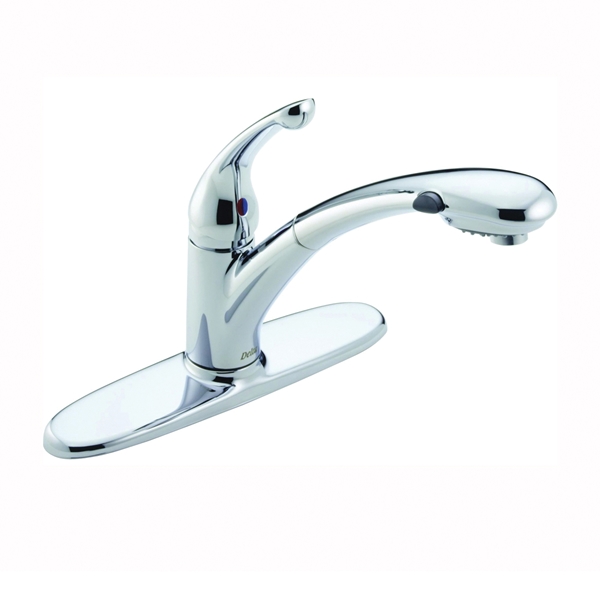 Signature 470-PROMO-DST Kitchen Faucet, 1.8 gpm, 1-Faucet Handle, Ceramic, Chrome Plated, Deck, Lever Handle