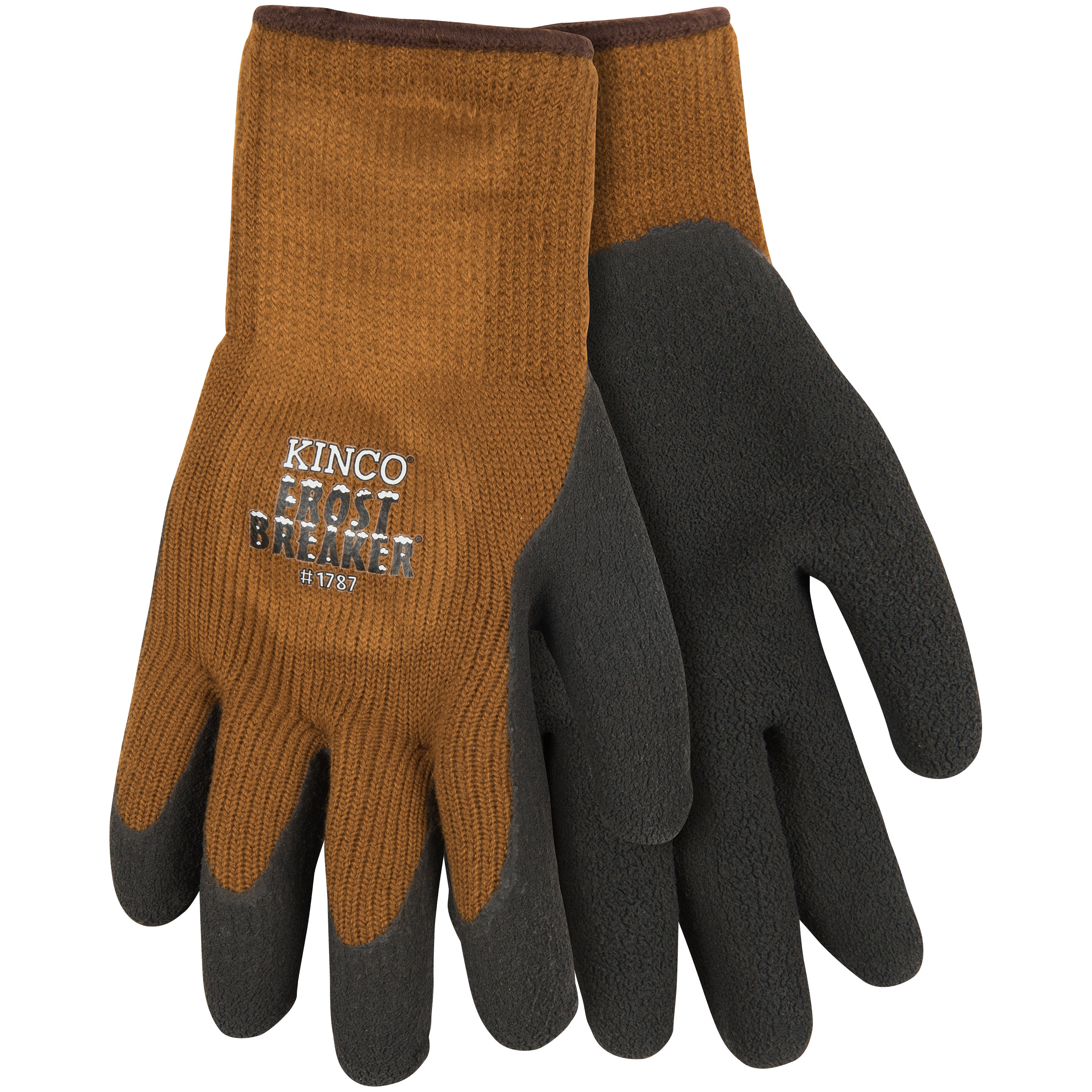 1787-M Thermal Protective Gloves, Men's, M, 11 in L, Regular Thumb, Knit Wrist Cuff, Black/Brown