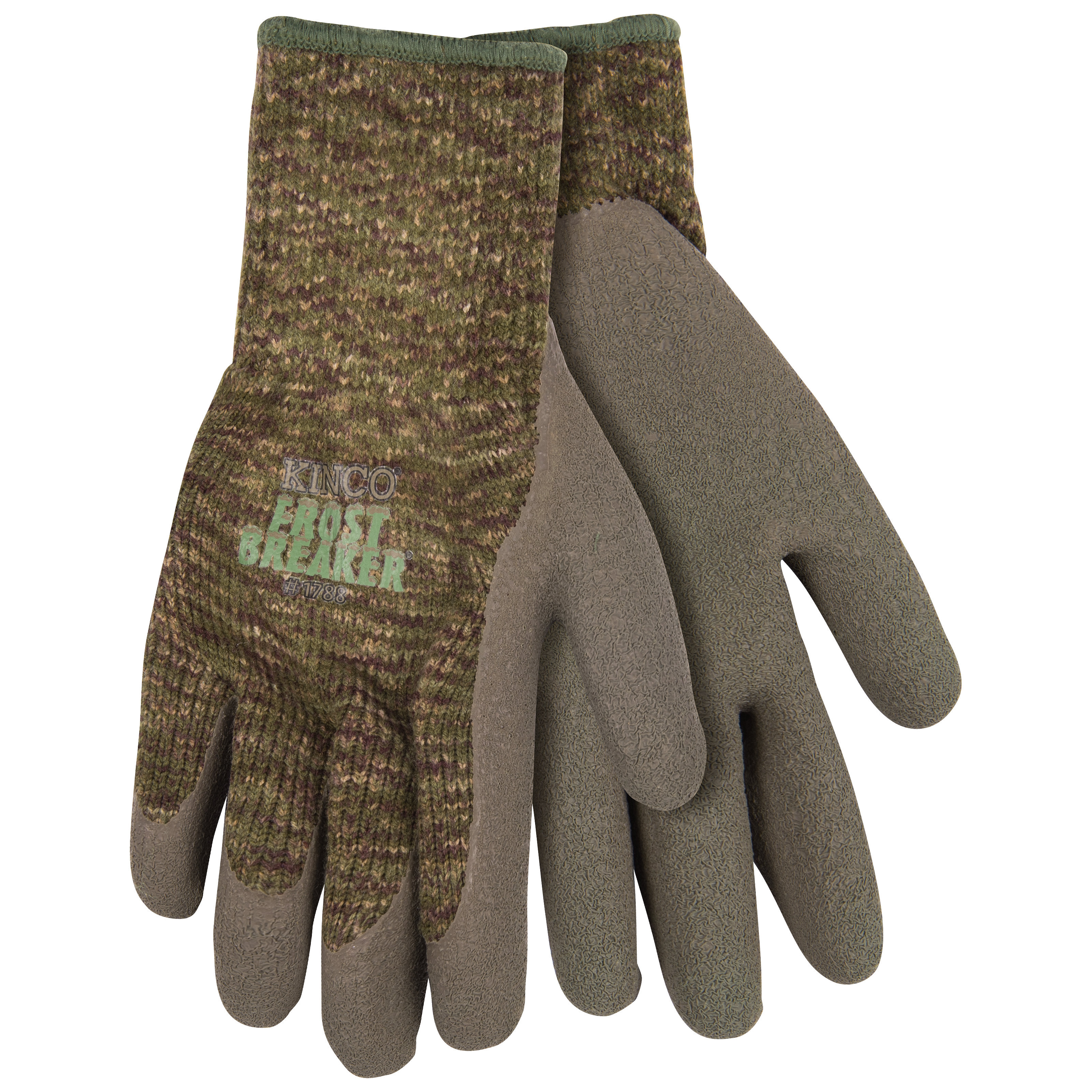 1788-L Thermal Protective Gloves, Men's, L, Regular Thumb, Knit Wrist Cuff, Acrylic, Camouflage/Green