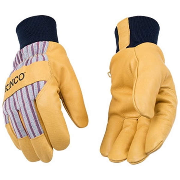 1927KW-L Protective Gloves, Men's, L, Wing Thumb, Knit Wrist Cuff, Blue/Tan