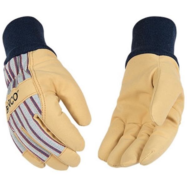 1927KW-C Protective Gloves with Kint Wirst, Wing Thumb, Knit Wrist Cuff, Tan
