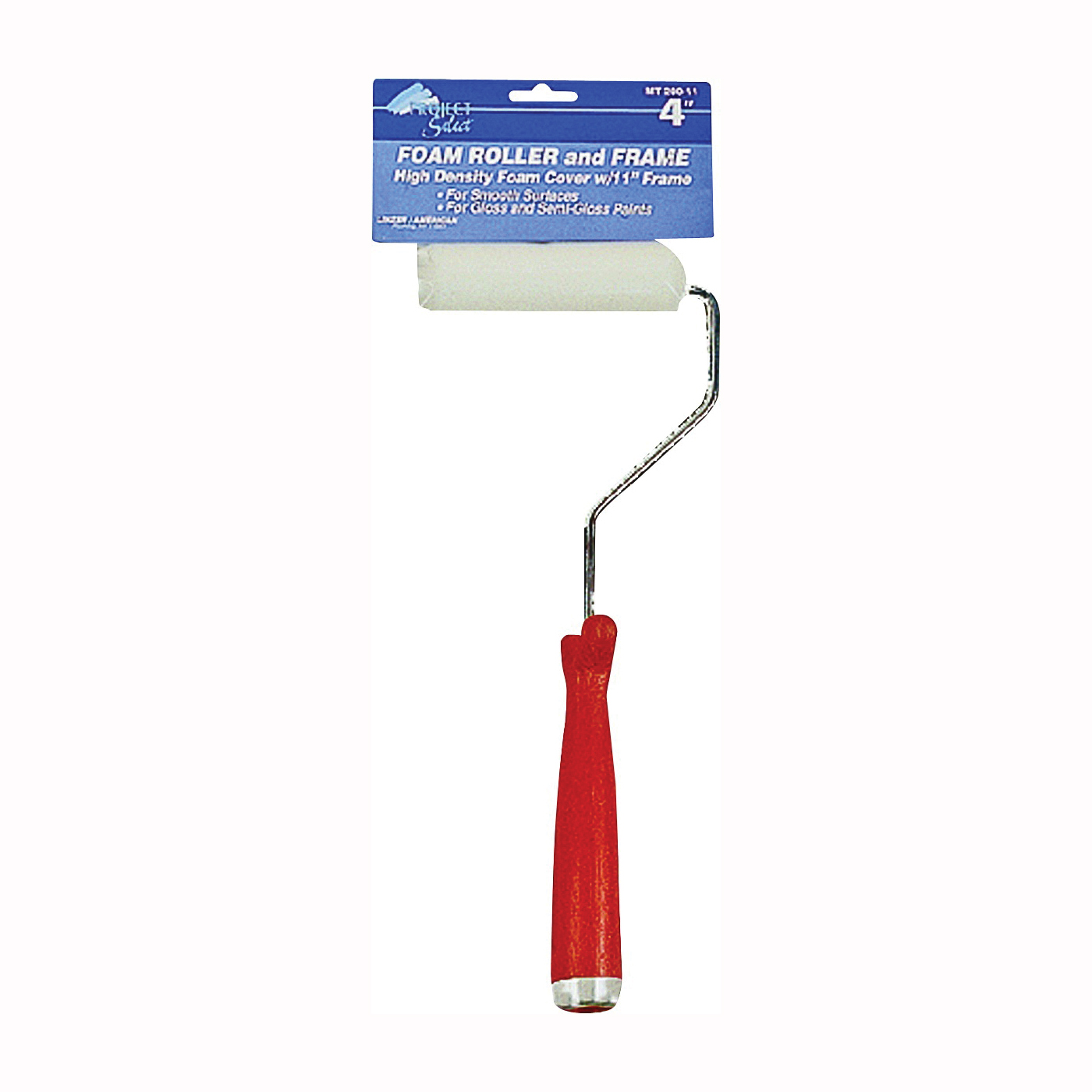 MT200-11 Mini Roller, 1/4 in Nap, Foam Cover, Threaded Handle, 4 in L Roller