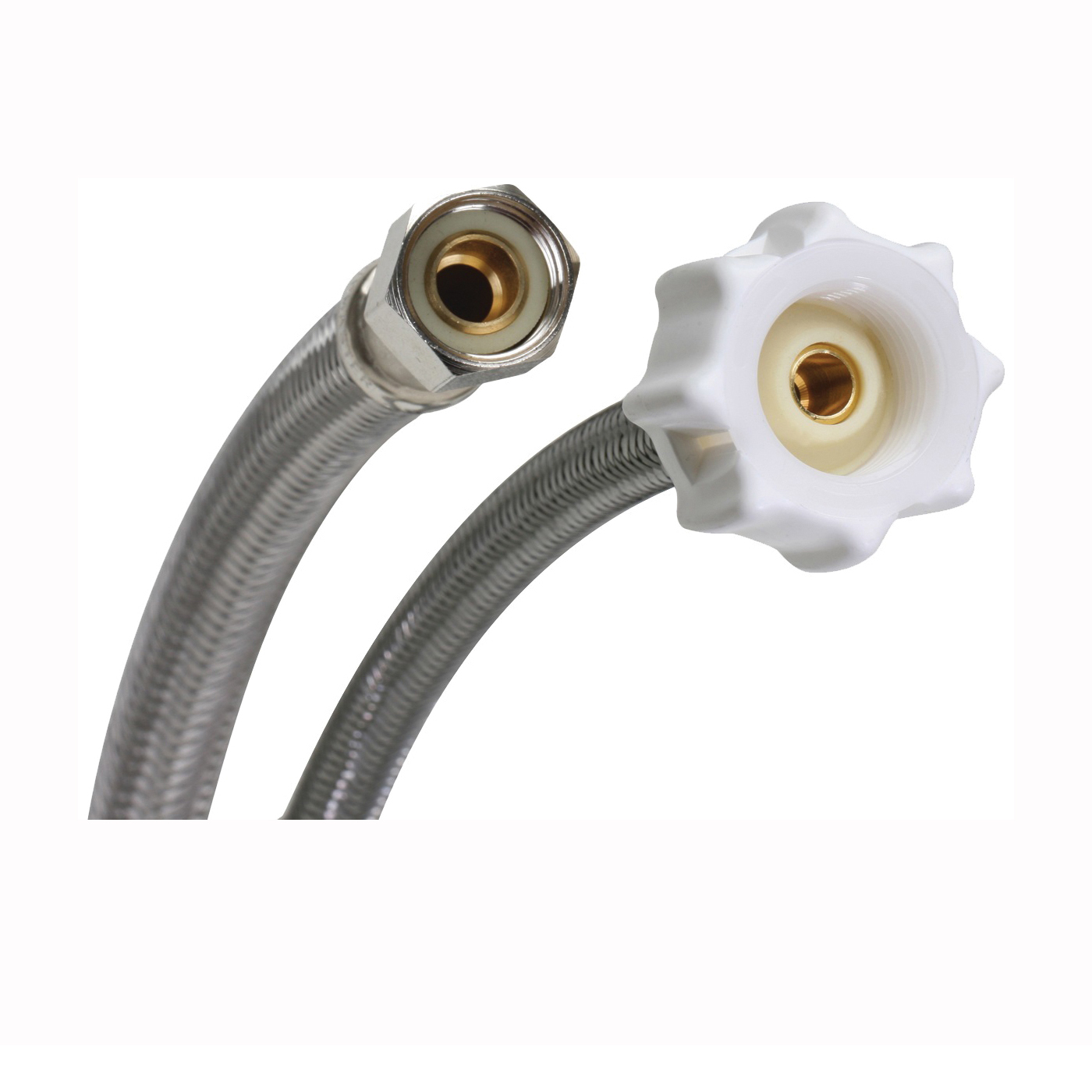 Click Seal Series B1T20CS Toilet Connector, 3/8 in Inlet, Compression Inlet, 7/8 in Outlet, Ballcock Outlet, Stainless Steel, 20 in L