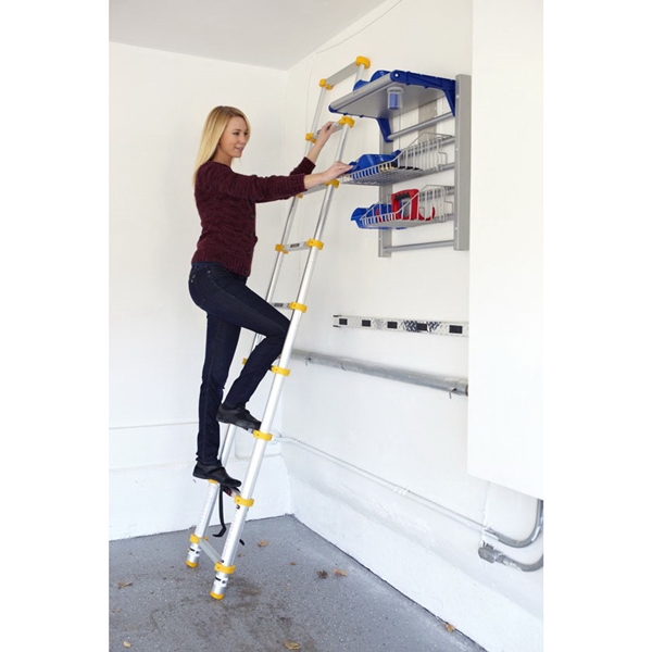 Xtend+Climb Home Series 750P Telescoping Ladder, 12-1/2 ft Max Reach H, 9-Step, 250 lb, 1-1/2 in D Step, Aluminum - 4