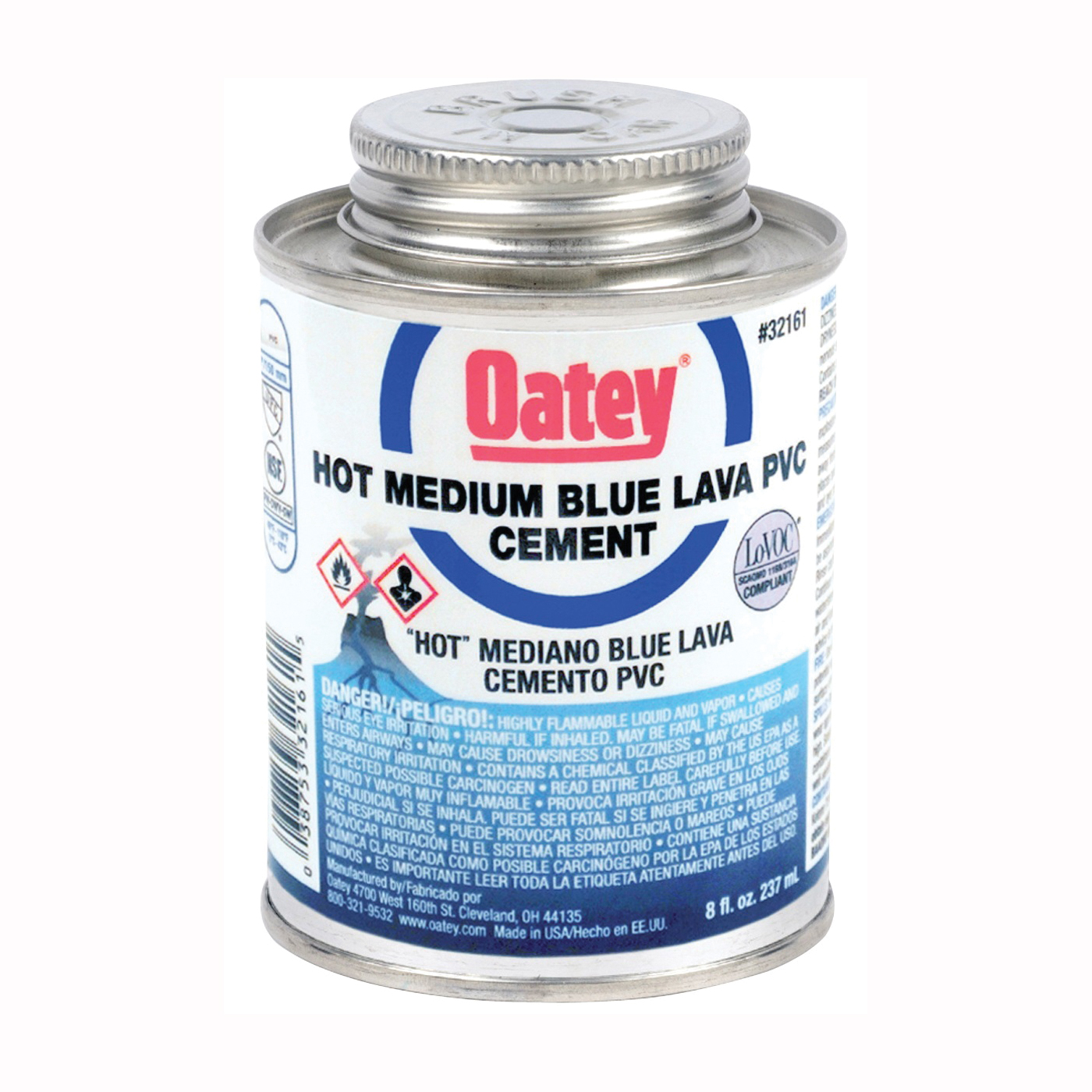 32161 Solvent Cement, 8 oz, Can, Liquid, Blue