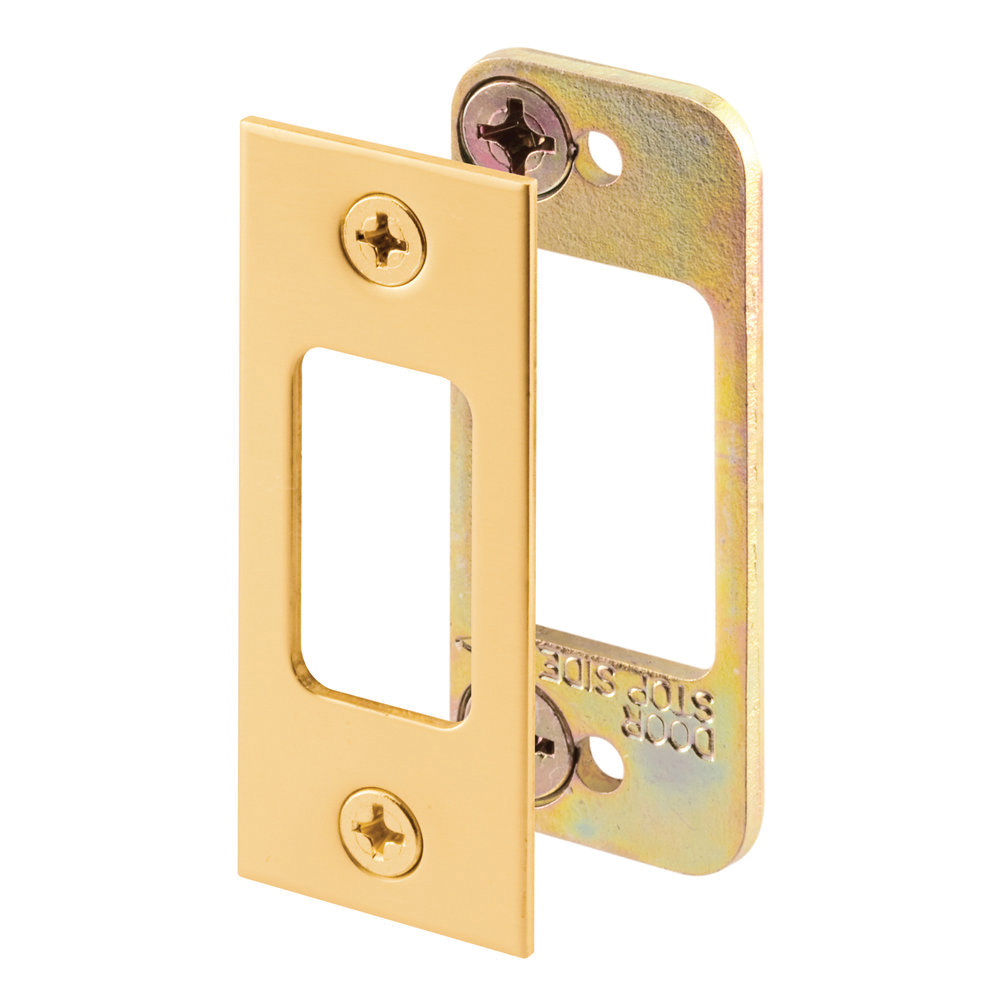 E 2479 Deadbolt Strike Plate, 2-3/4 in L, 1-1/8 in W, Steel, Brass