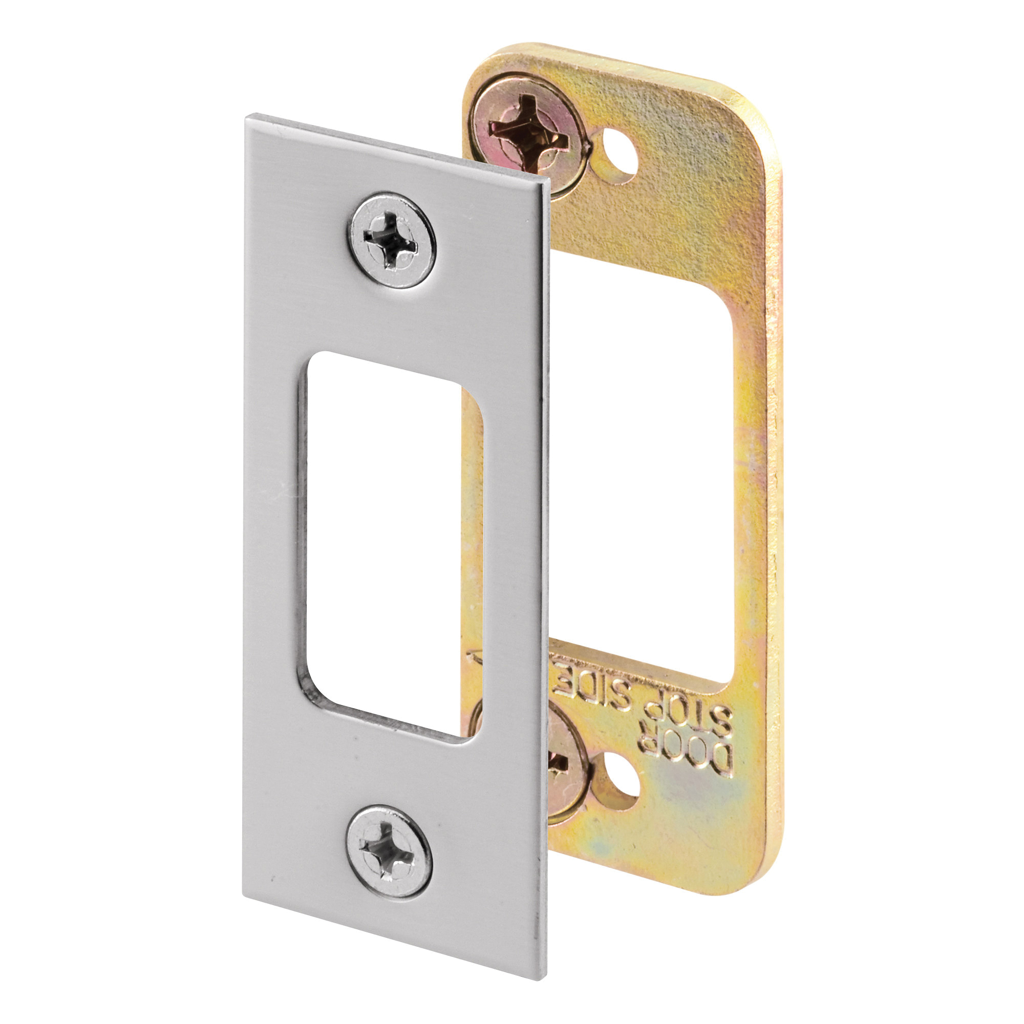 E 2483 Deadbolt Strike Plate, 2-3/4 in L, 1-1/8 in W, Steel, Satin Nickel