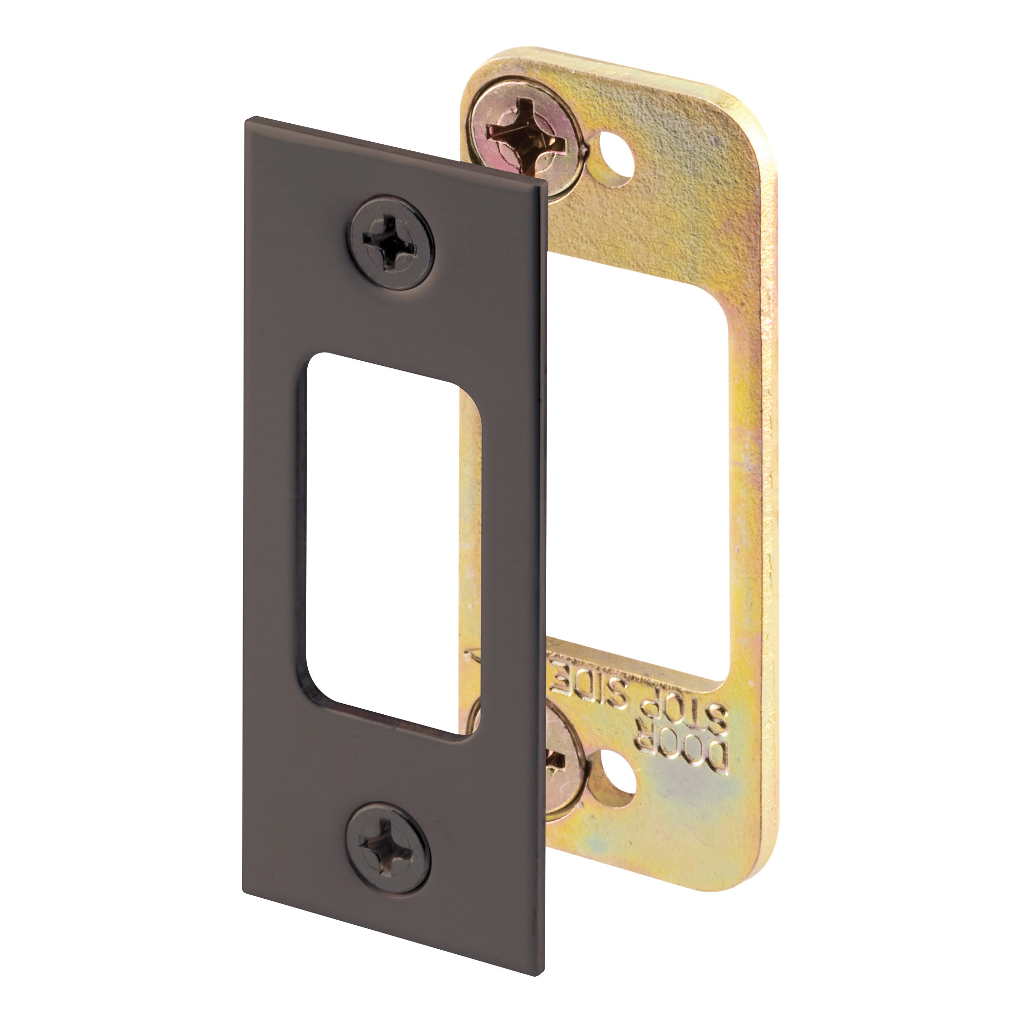 Defender Security E 2482 Deadbolt Strike Plate, 2-3/4 in L, 1-1/8 in W, Steel, Bronze - 1