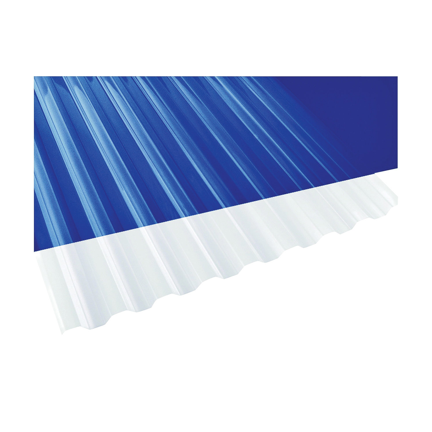 101699 Corrugated Panel, 12 ft L, 26 in W, Greca 76 Profile, 0.032 in Thick Material, Polycarbonate, Clear