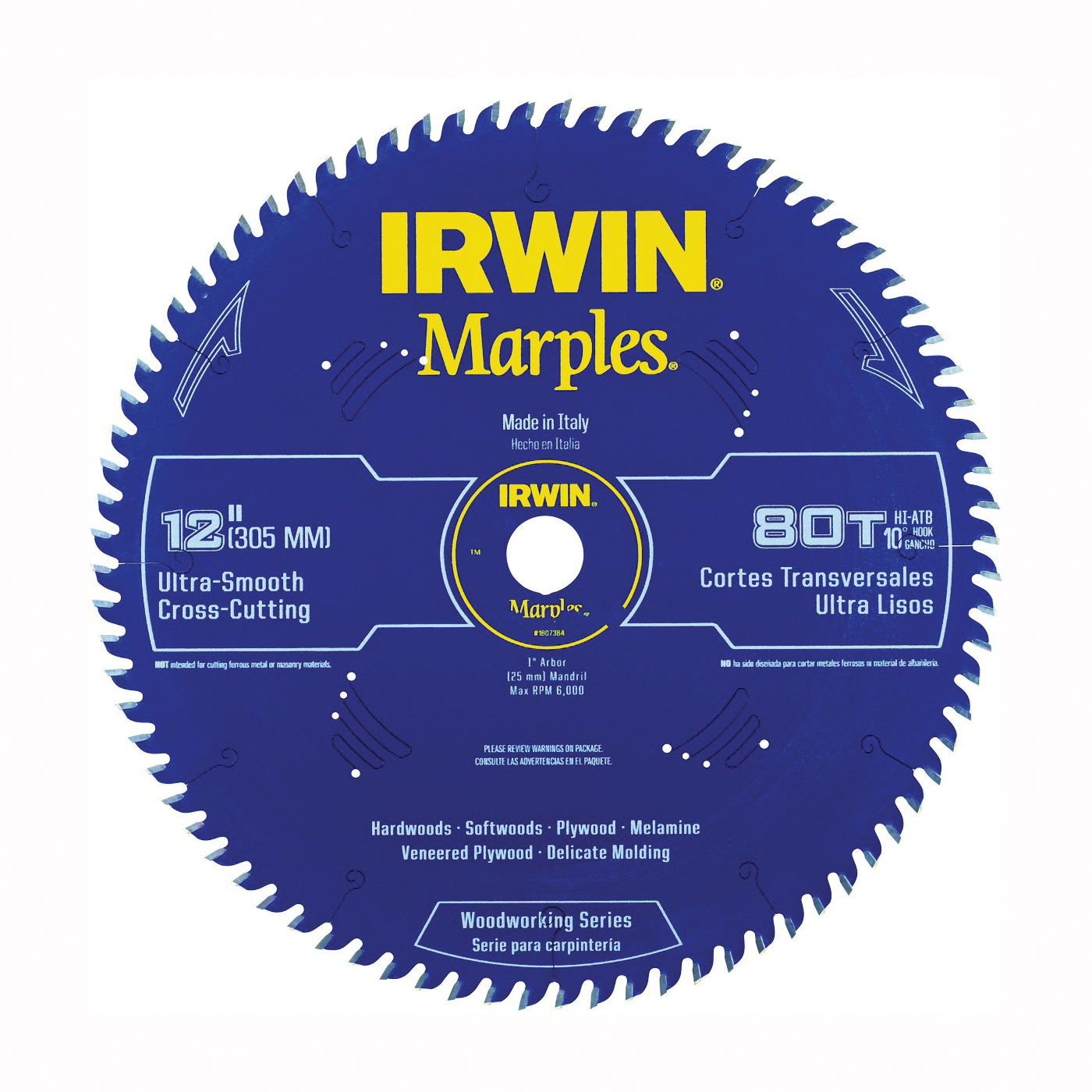 1807384 Circular Saw Blade, Multi Material , 12 in Dia, 1 in Arbor, 80-Teeth, Carbide Cutting Edge