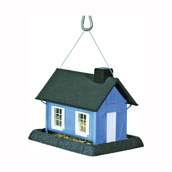 9065 Wild Bird Feeder, Cottage, 8 lb, Plastic, Blue/Gray, 11-1/2 in H, Pole Mounting