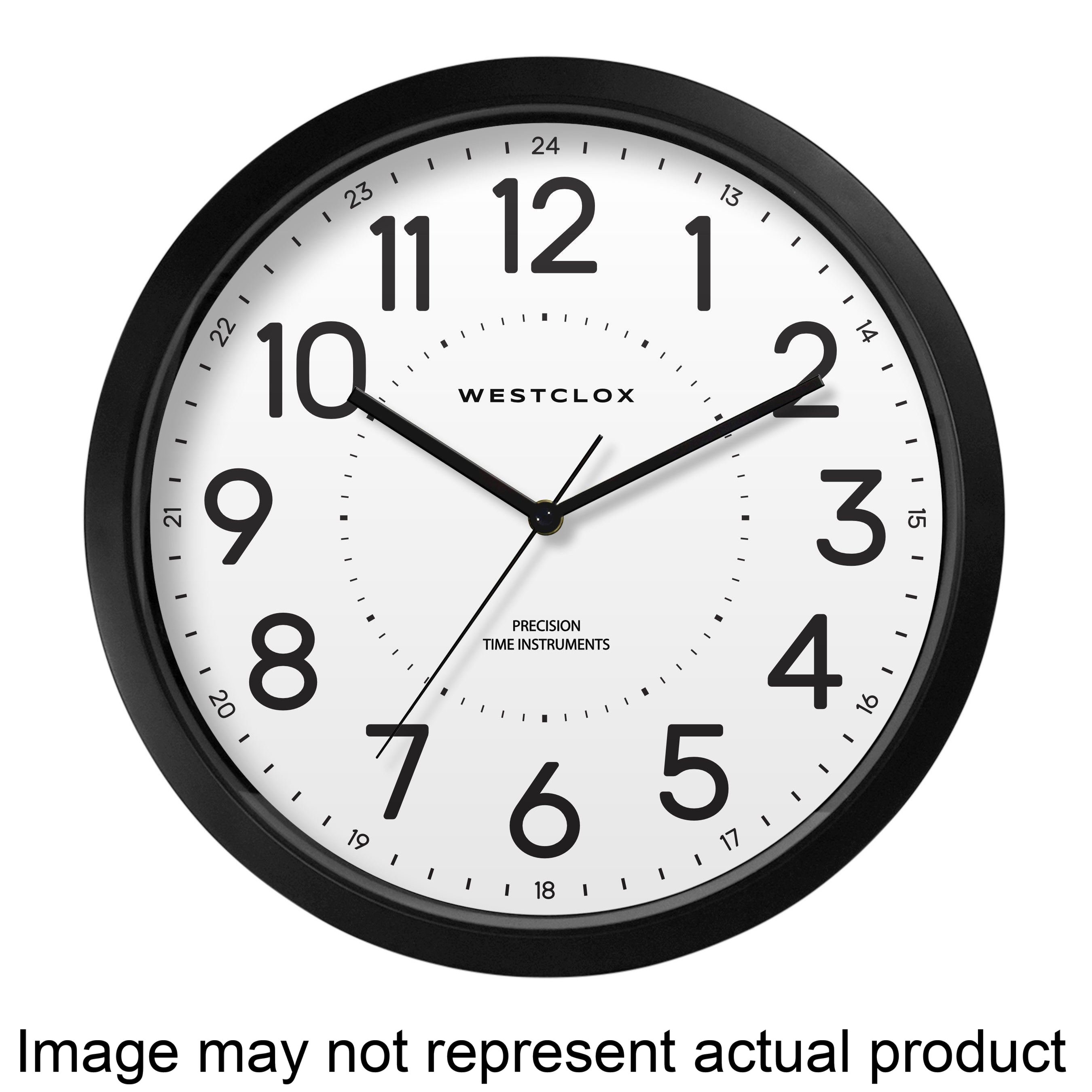 32067 Clock, Round, Black Frame, Plastic Clock Face, Analog