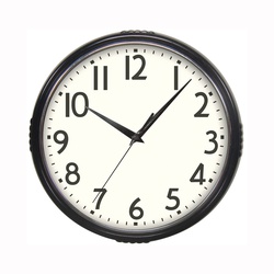 Classic 1950 Series 32042BK Clock, Round, Black Frame, Plastic Clock Face, Analog