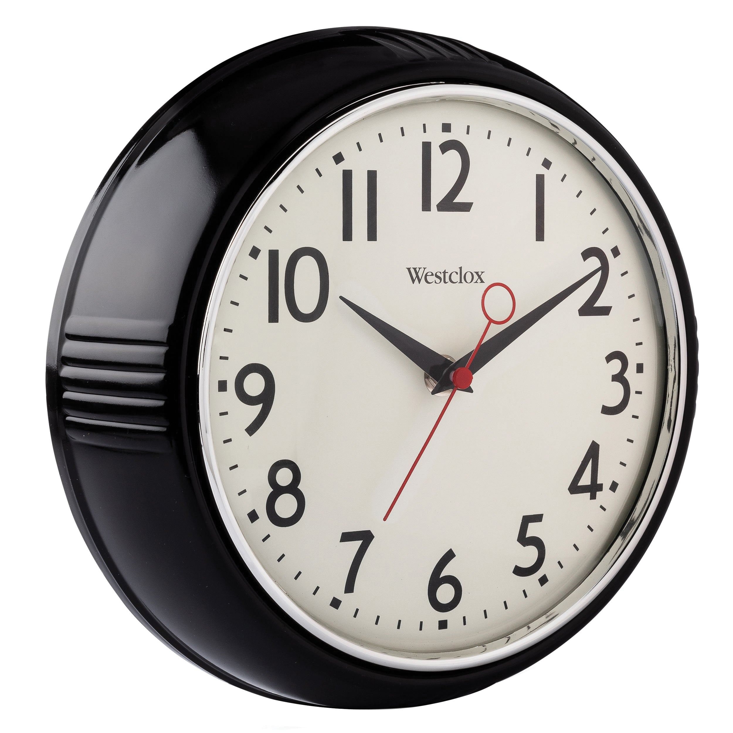 Westclox Classic 1950 Series 32042BK Clock, Round, Black Frame, Plastic Clock Face, Analog - 1