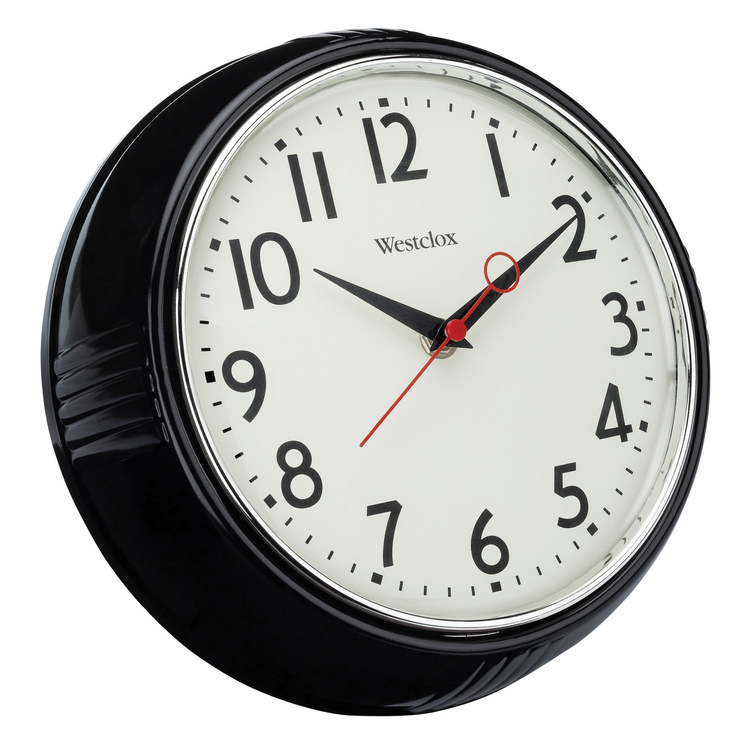Westclox Classic 1950 Series 32042BK Clock, Round, Black Frame, Plastic Clock Face, Analog - 2