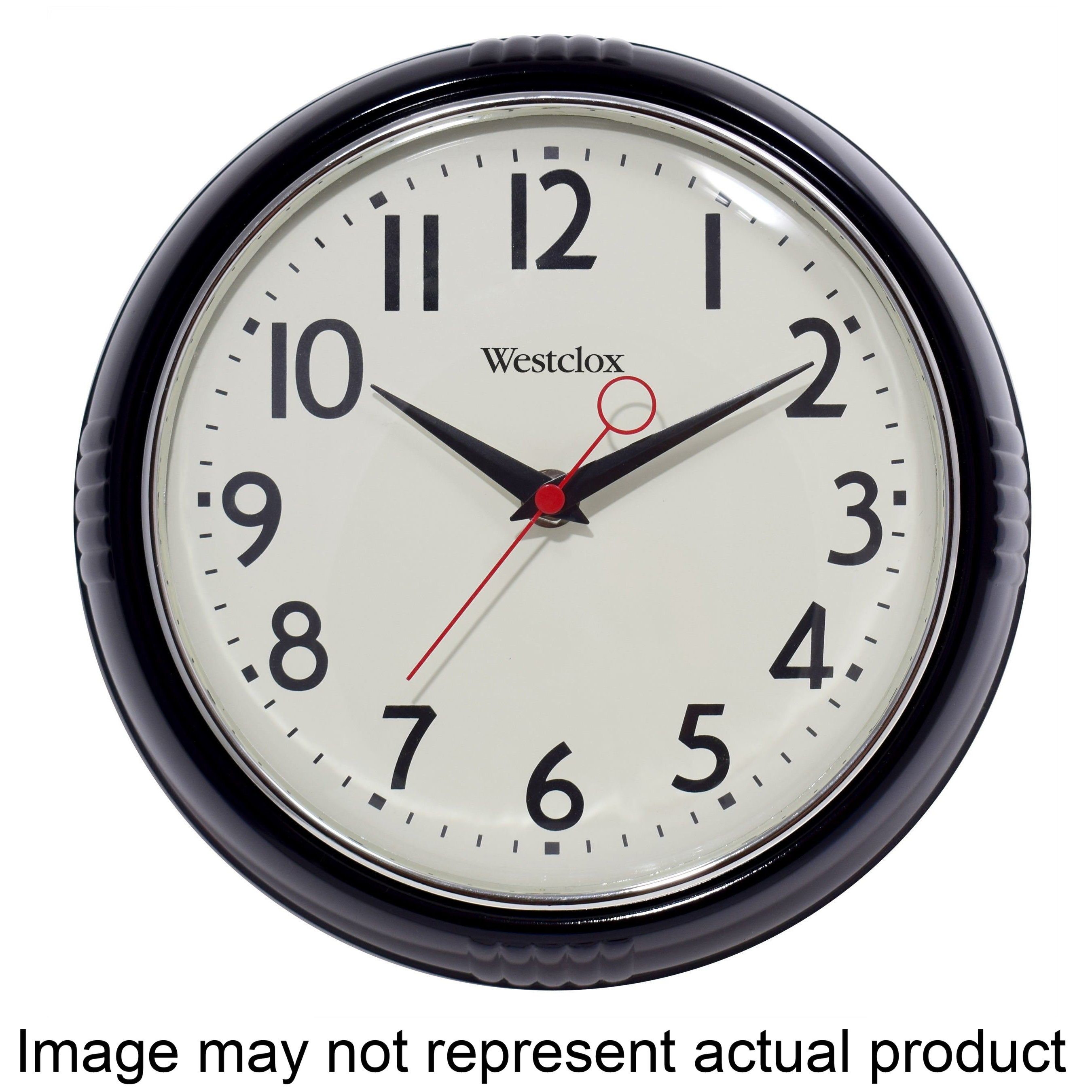 Classic 1950 Series 32042BK Clock, Round, Black Frame, Plastic Clock Face, Analog