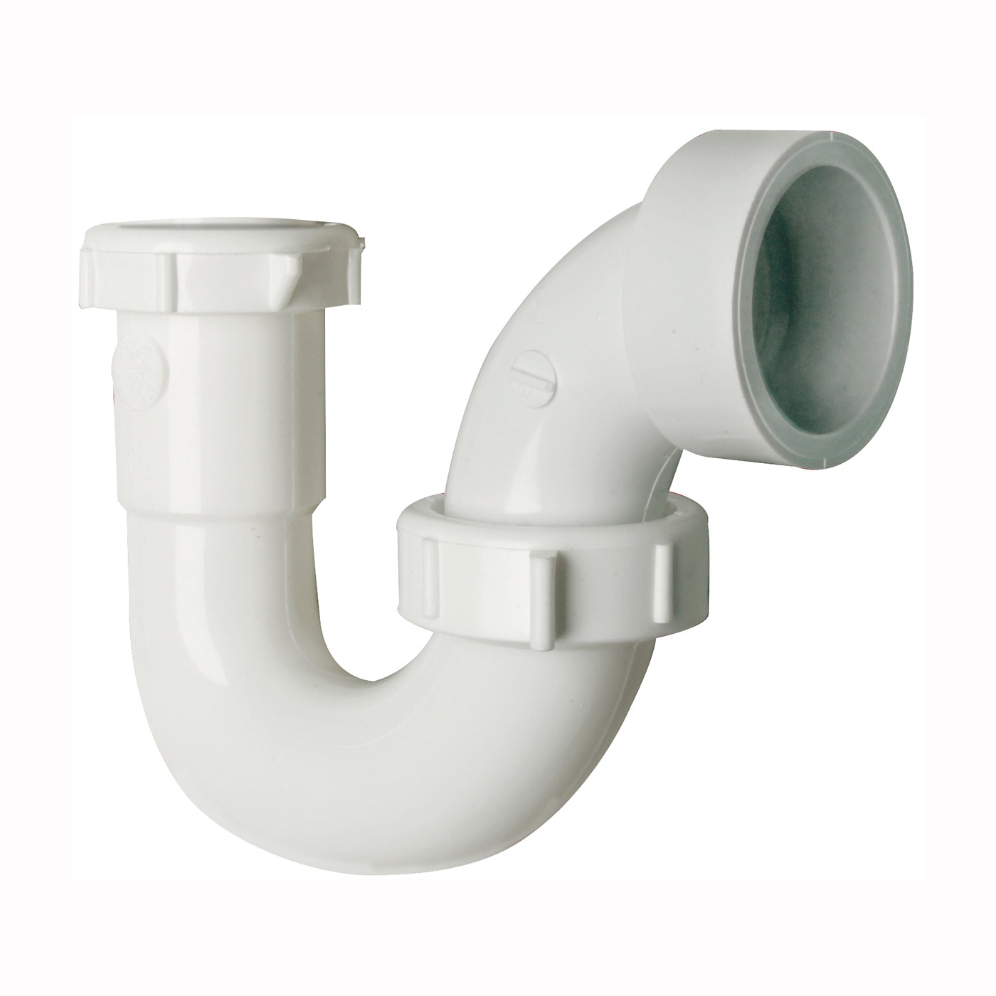 PP812-40 P-Trap, 1-1/2 x 1-1/2, 1-1/2 x 1-1/4 in, Slip, Plastic, White