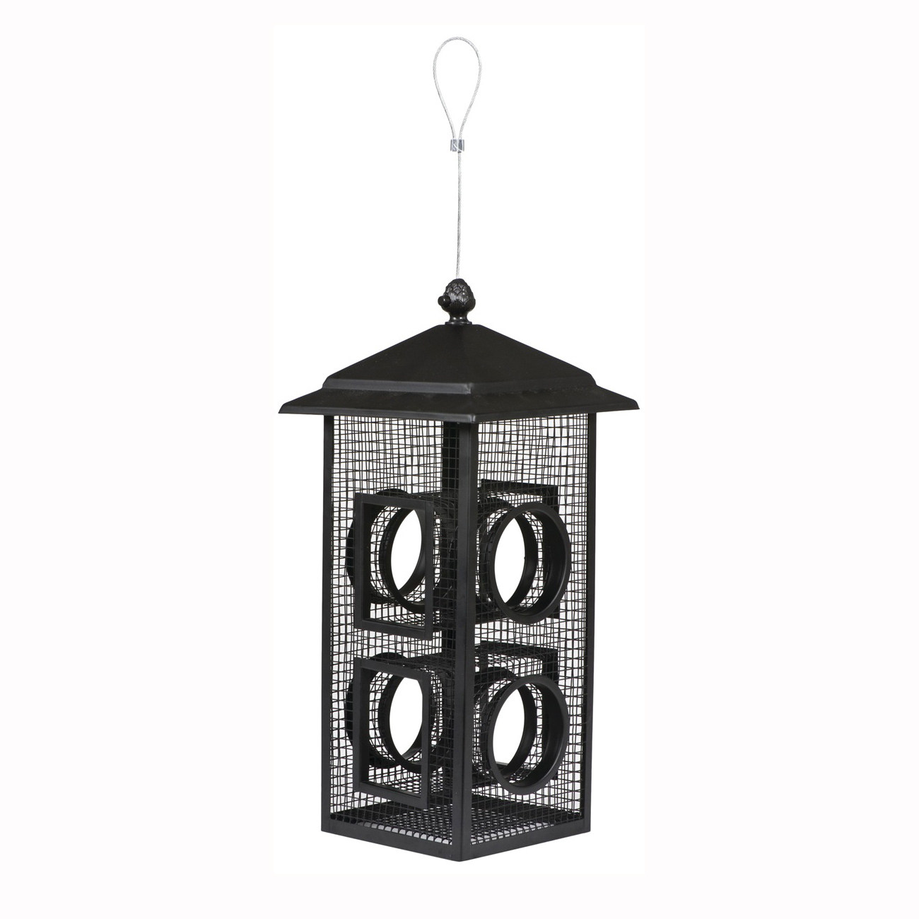 B00303-2 Wild Bird Feeder, Fly-Thru, 2 lb, Metal, Black, Hanging
