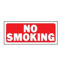 23003 Fence Sign, Rectangular, NO SMOKING, White Legend, Red Background, Plastic, 14 in W x 6 in H Dimensions