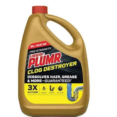 00228 Clog Remover, Liquid, Pale Yellow, Bleach, 80 oz Bottle