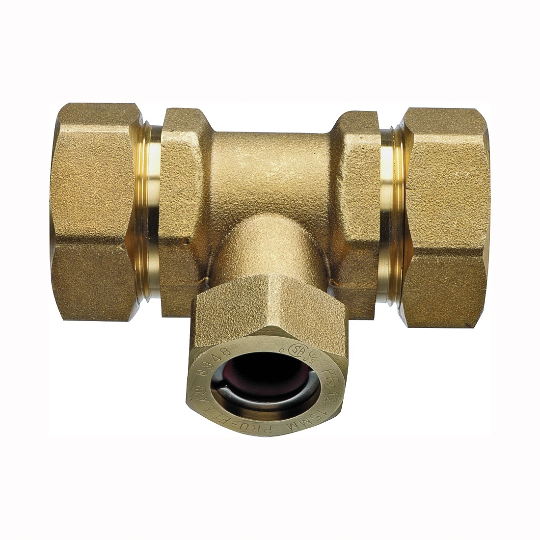 PFTE-CCB6 Tube Tee, 3/4 x 1/2 in, Brass