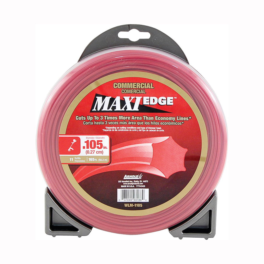 Maxi Edge Series WLM-1105 Trimmer Line, 0.105 in Dia, 165 ft L, Polymer, Red