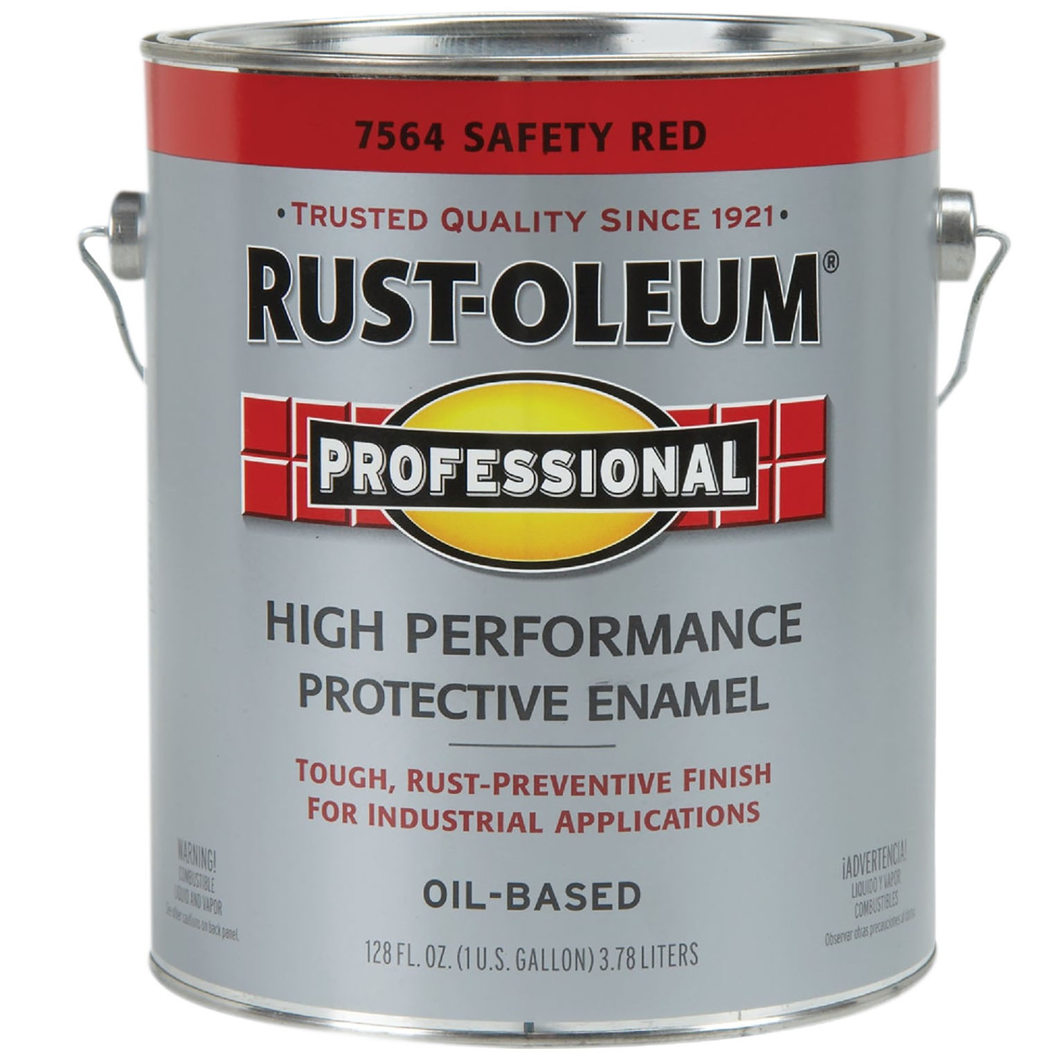 7564402 Enamel Paint, Oil, Gloss, Safety Red, 1 gal, Can, 230 to 390 sq-ft/gal Coverage Area