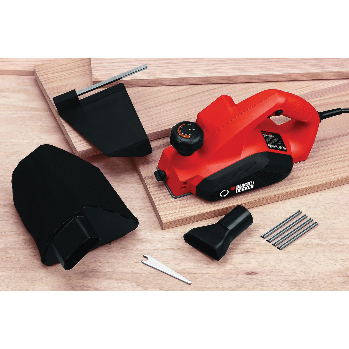 Black+Decker 7698K Planer, 5.2 A, 3-1/4 in Blade, 5/64 in D Planning, Button Control