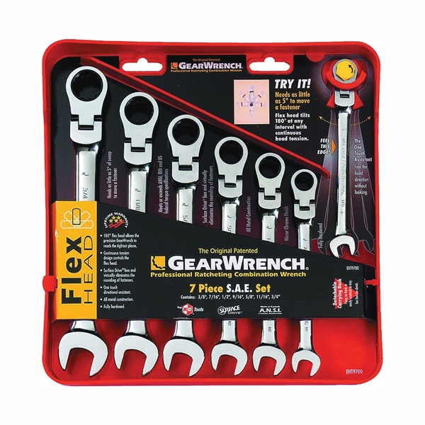 GearWrench 9700 Wrench Set, 7-Piece, Steel, Specifications: SAE Measurement - 1