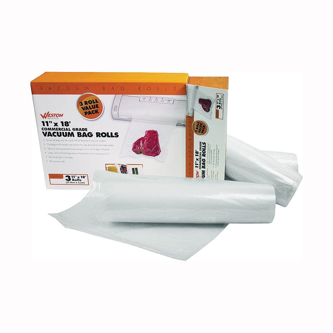 30-0202-W Vacuum Seal Bag, Plastic, Clear