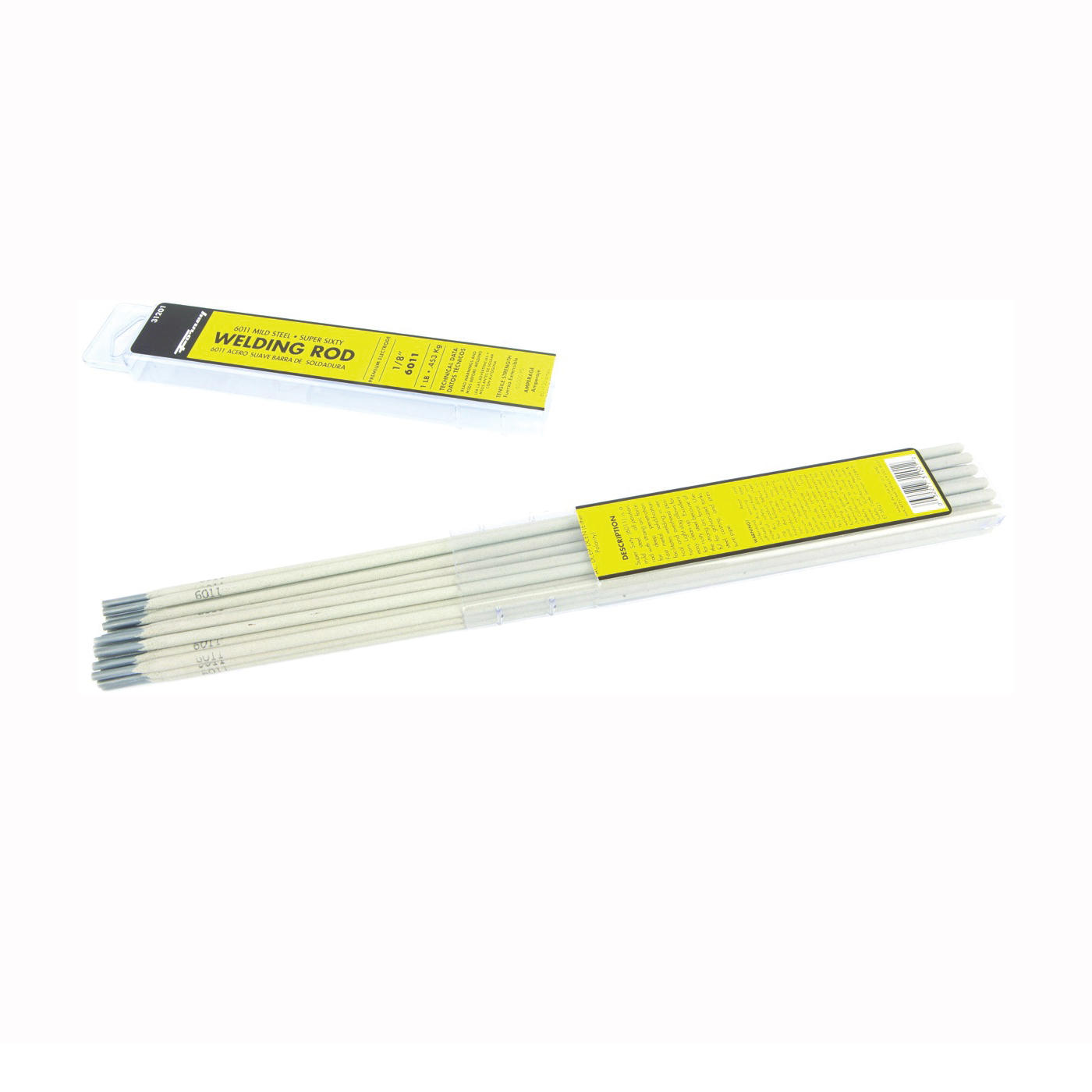 31201 Stick Electrode, 1/8 in Dia, 14 in L, Mild Steel