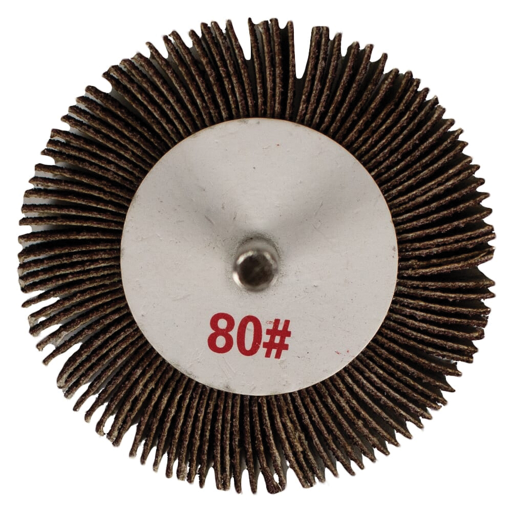 60182 Flap Wheel, 3 in Dia, 1 in Thick, 1/4 in Arbor, 80 Grit, Aluminum Oxide Abrasive