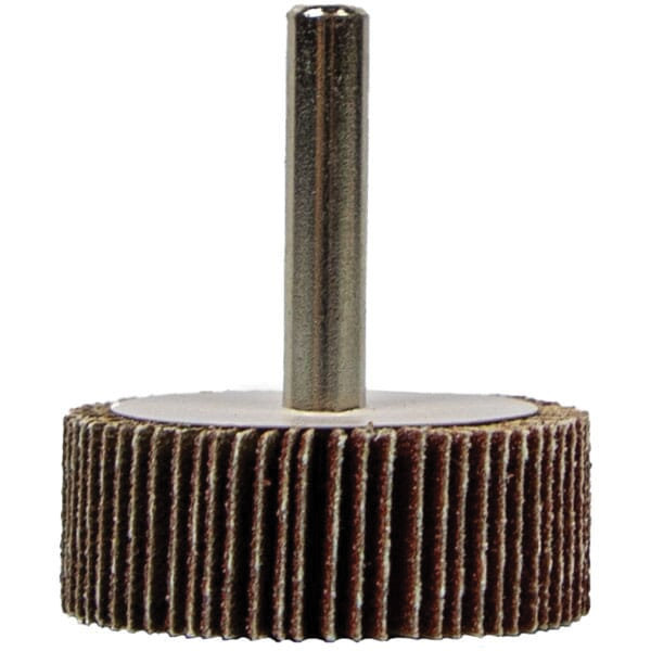 60189 Flap Wheel, 1-1/2 in Dia, 1/2 in Thick, 1/4 in Arbor, 120 Grit, Aluminum Oxide Abrasive