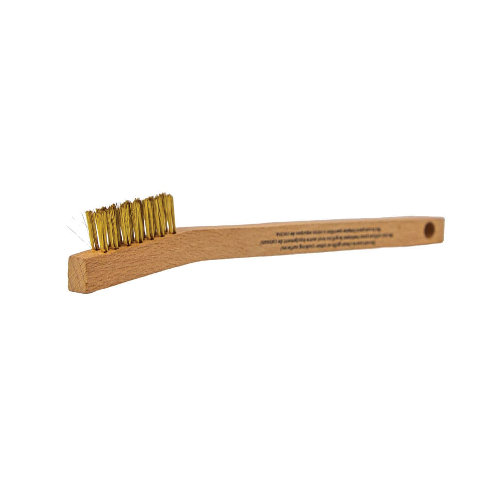 Forney 70490 Scratch Brush, Brass Bristle, 0.006 in L Trim, Wood Handle, 7-3/4 in L Handle - 4