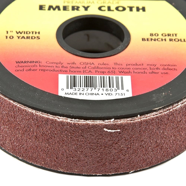 Forney 71803 Bench Roll, 1 in W, 10 yd L, 80 Grit, Premium, Aluminum Oxide Abrasive, Emery Cloth Backing - 4