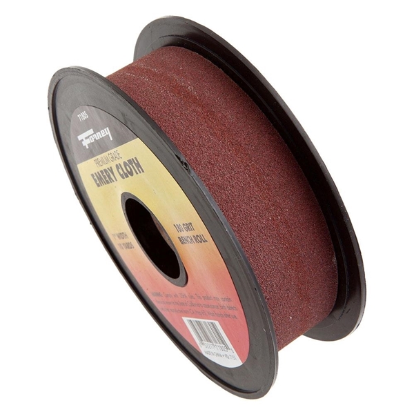 Forney 71805 Bench Roll, 1 in W, 10 yd L, 180 Grit, Premium, Aluminum Oxide Abrasive, Emery Cloth Backing - 1