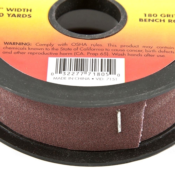 Forney 71805 Bench Roll, 1 in W, 10 yd L, 180 Grit, Premium, Aluminum Oxide Abrasive, Emery Cloth Backing - 3