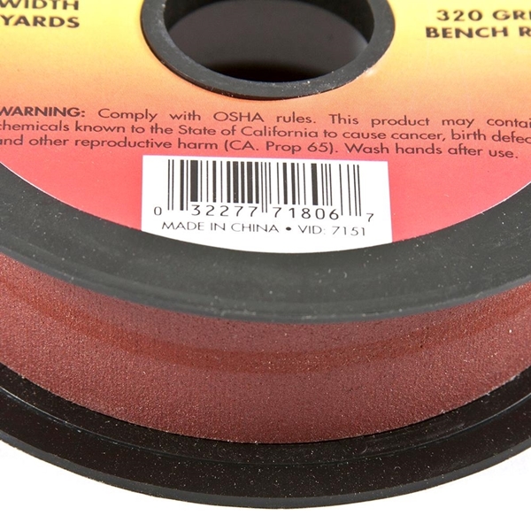 Forney 71806 Bench Roll, 1 in W, 10 yd L, 320 Grit, Premium, Aluminum Oxide Abrasive, Emery Cloth Backing - 3