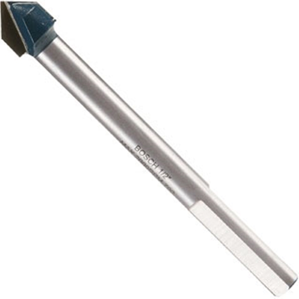 Bosch GT600 Glass and Tile Drill Bit, 1/2 in Dia, 4 in OAL, 1/2 in Dia Shank, Flat Shank - 1