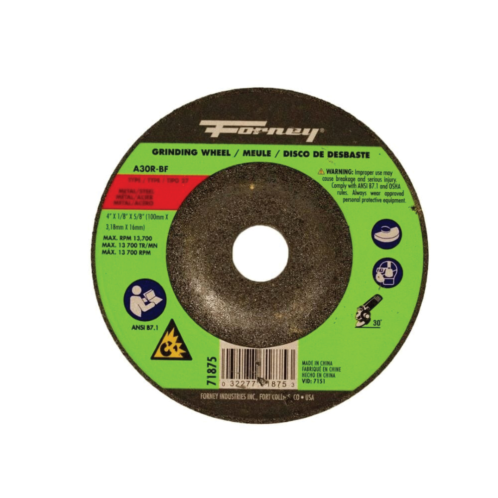 71875 Grinding Wheel, 4 in Dia, 1/8 in Thick, 5/8 in Arbor, 30 Grit, Medium, Aluminum Oxide Abrasive