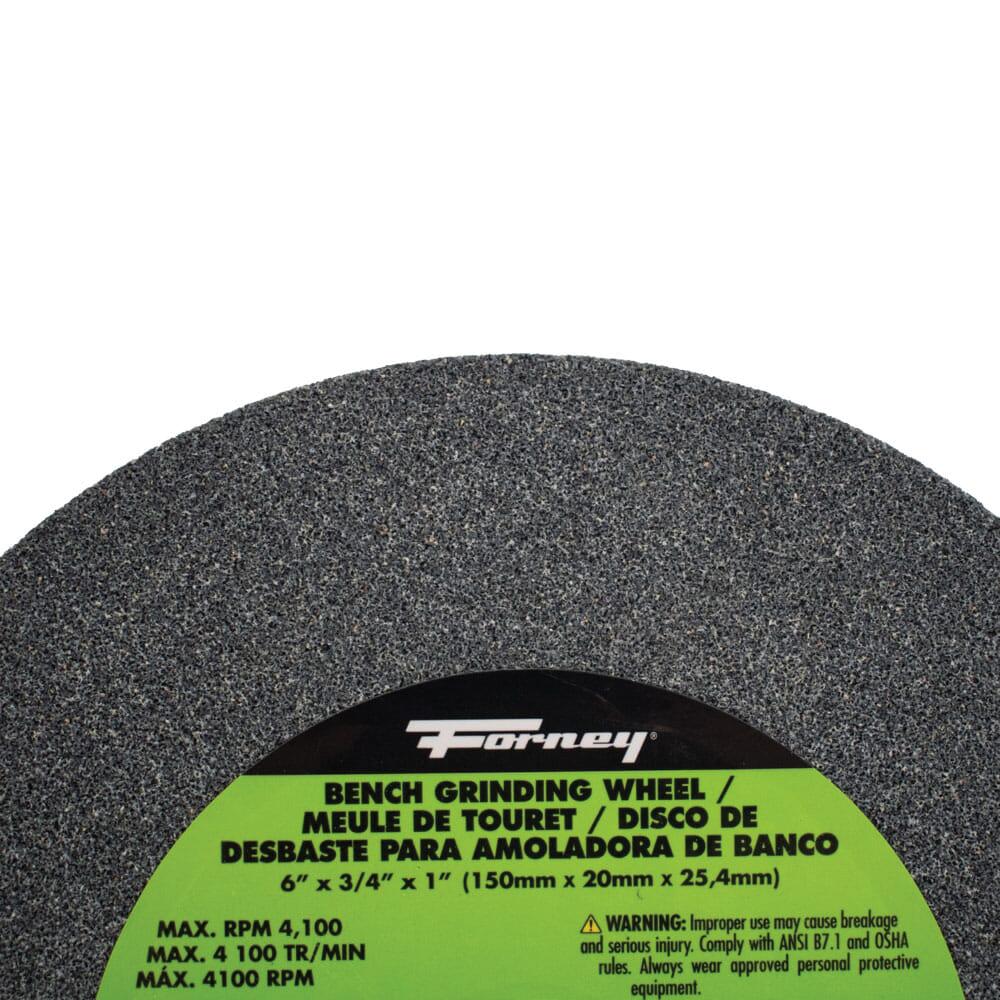 Forney 72400 Bench Grinding Wheel, 6 in Dia, 1 in Arbor, Aluminum Oxide Abrasive, 60 Grit, Medium - 2