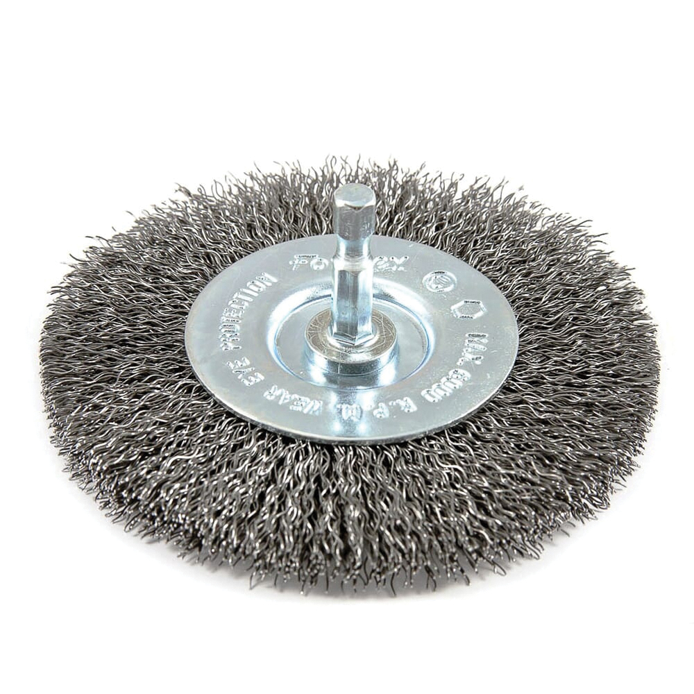 72739 Wire Wheel Brush, 4 in Dia, 0.012 in Dia Bristle