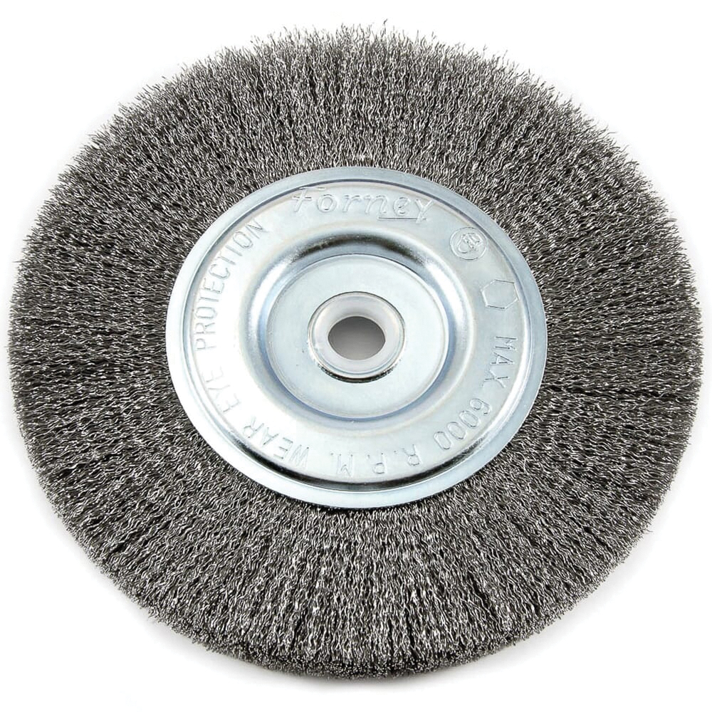 72747 Wire Wheel Brush, 6 in Dia, 1/2 to 5/8 in Arbor/Shank, 0.008 in Dia Bristle