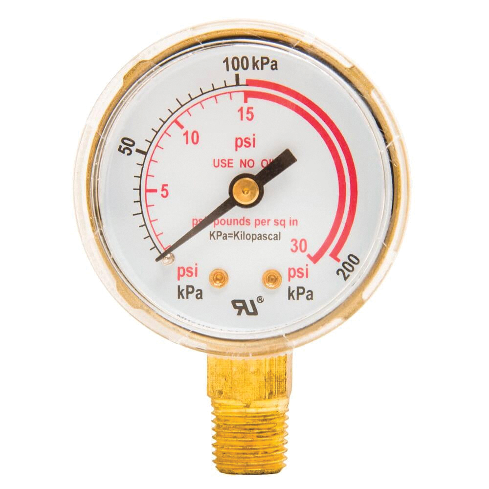 87730 Regulator Gauge, 0 to 30 psig Pressure, 1/4 in Connection, NPT