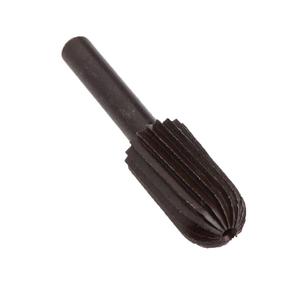 60069 Cylindrical Rotary File with Rounded End, 1/2 in Dia Cutting, 1/4 in Dia Shank, Steel