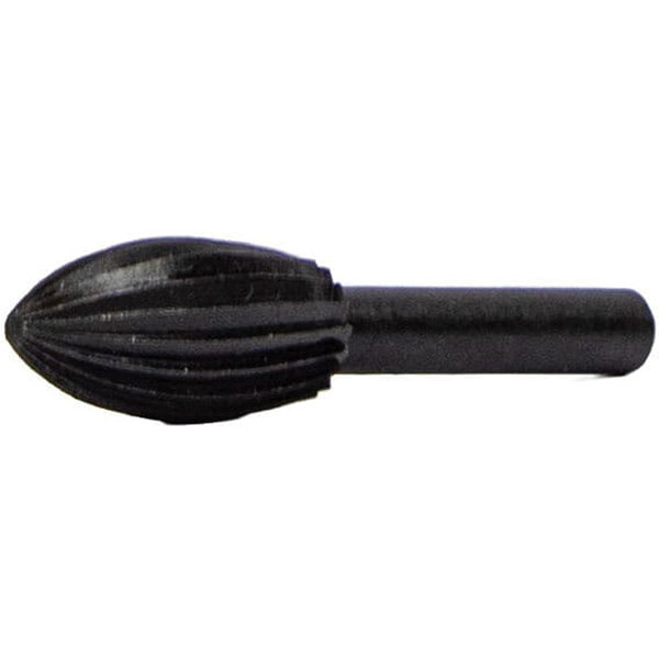 Forney 60075 Football Shaped Rotary File, 1/2 in Dia Cutting, 1 in L Cutting, 1/4 in Dia Shank, Steel - 4