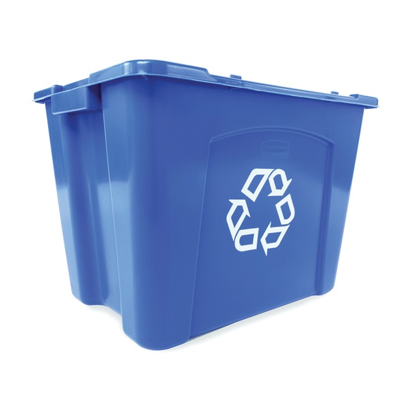 FG571473BLUE Recycling Box, 14 gal Capacity, Resin, Blue, 20-3/4 in L x 16 in W x 14-3/4 in D Dimensions